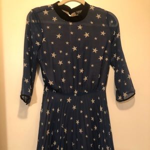 All over stars Dress with plissé skirts